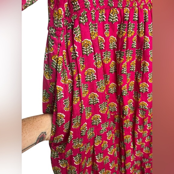 LEA Smocked Cotton Floral Maxi Dress Lightweight Flowy 1X - Picture 5 of 12